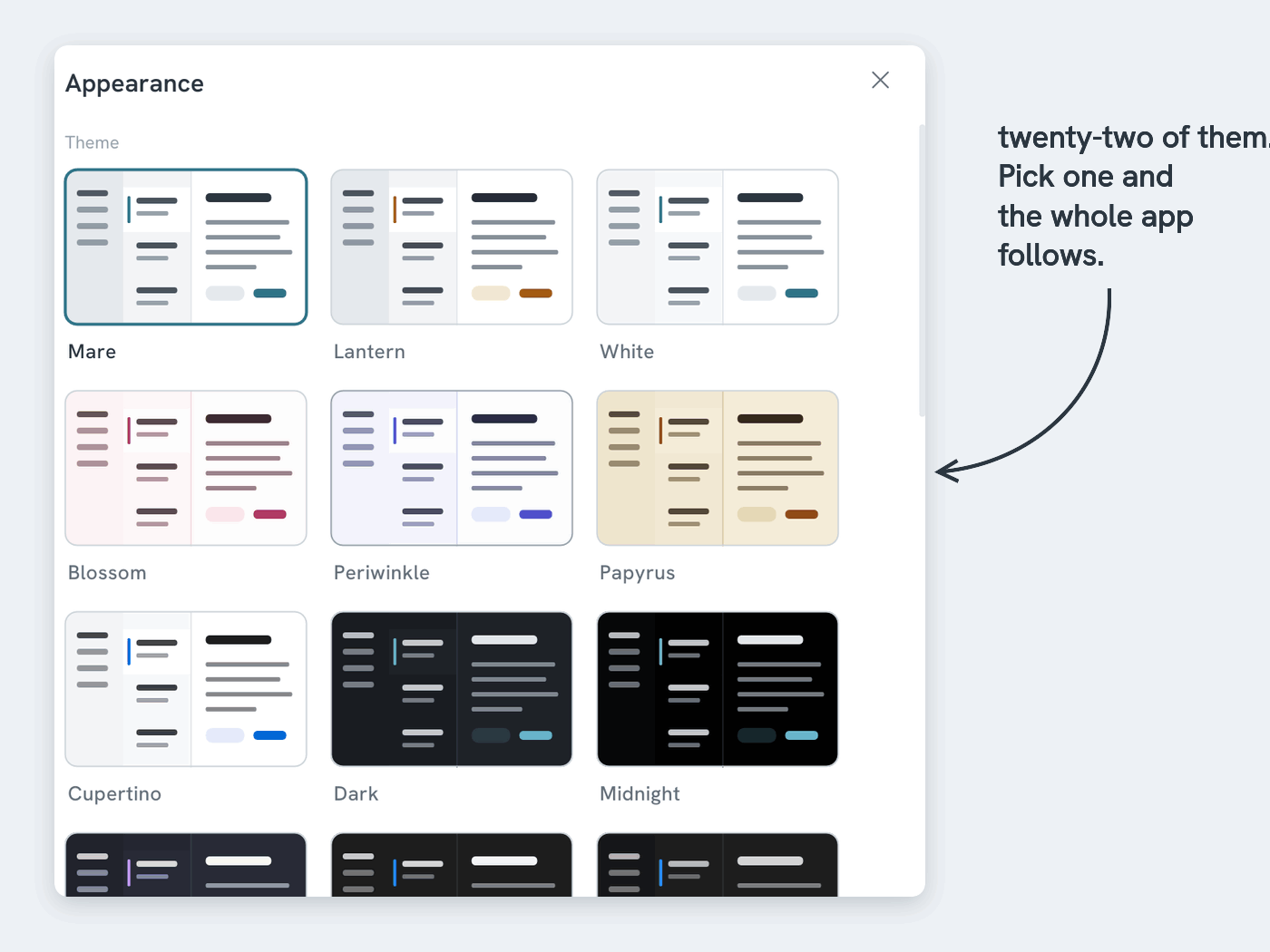 The theme picker