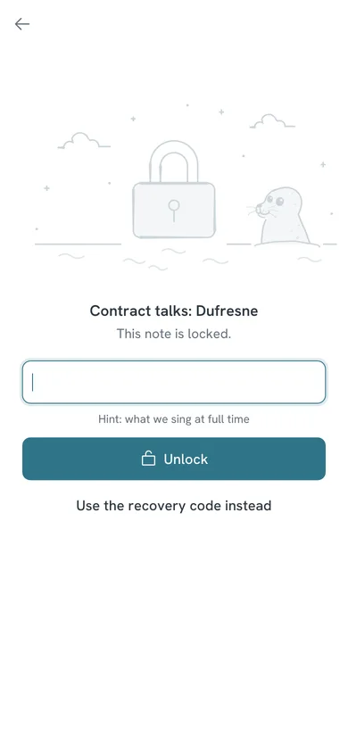 A locked note, encrypted until you unlock it